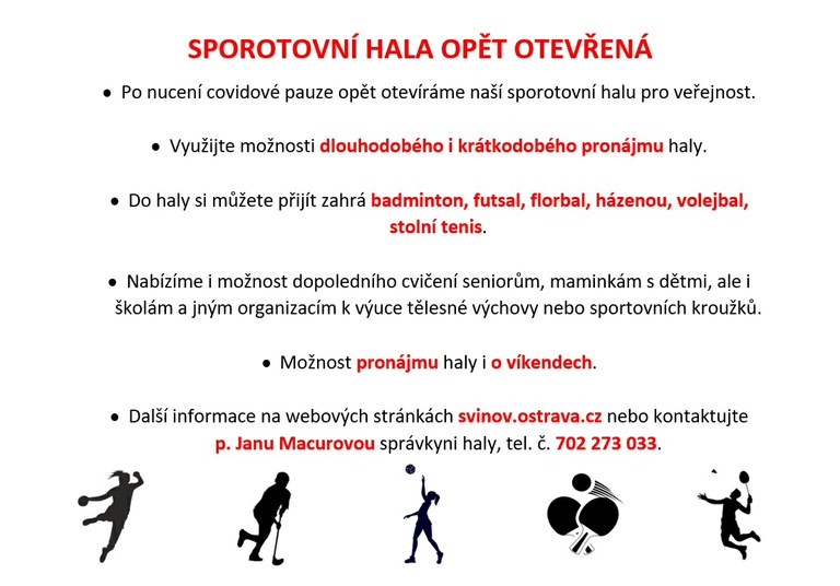 sportovní hala opět otevřená