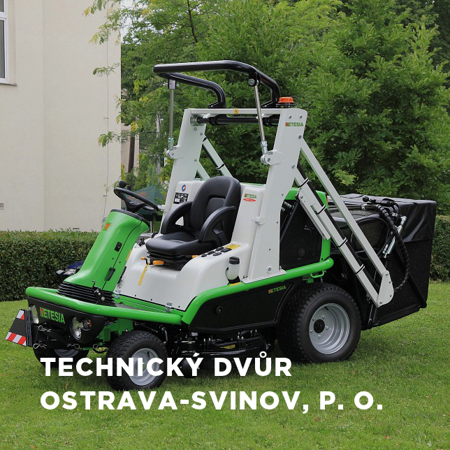 obrázek s traktorem a nápisem Technický dvůr Ostrava-Svinov, p.o